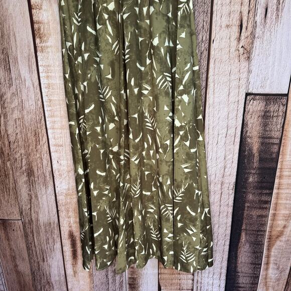 Staud Joan Maxi Dress Sergeant Green Painted Palm Leaf Print Button Front Sz 4 - Picture 6 of 10